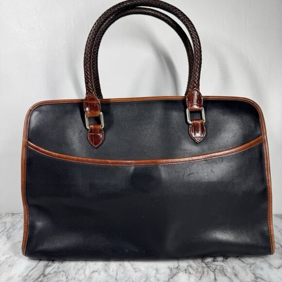 Brighton For Business Leather Croc Embossed Satchel Briefcase Top Handle Bag - Picture 2 of 16